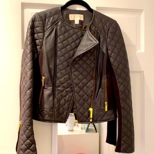 Michael Kors brown leather jacket, size XS